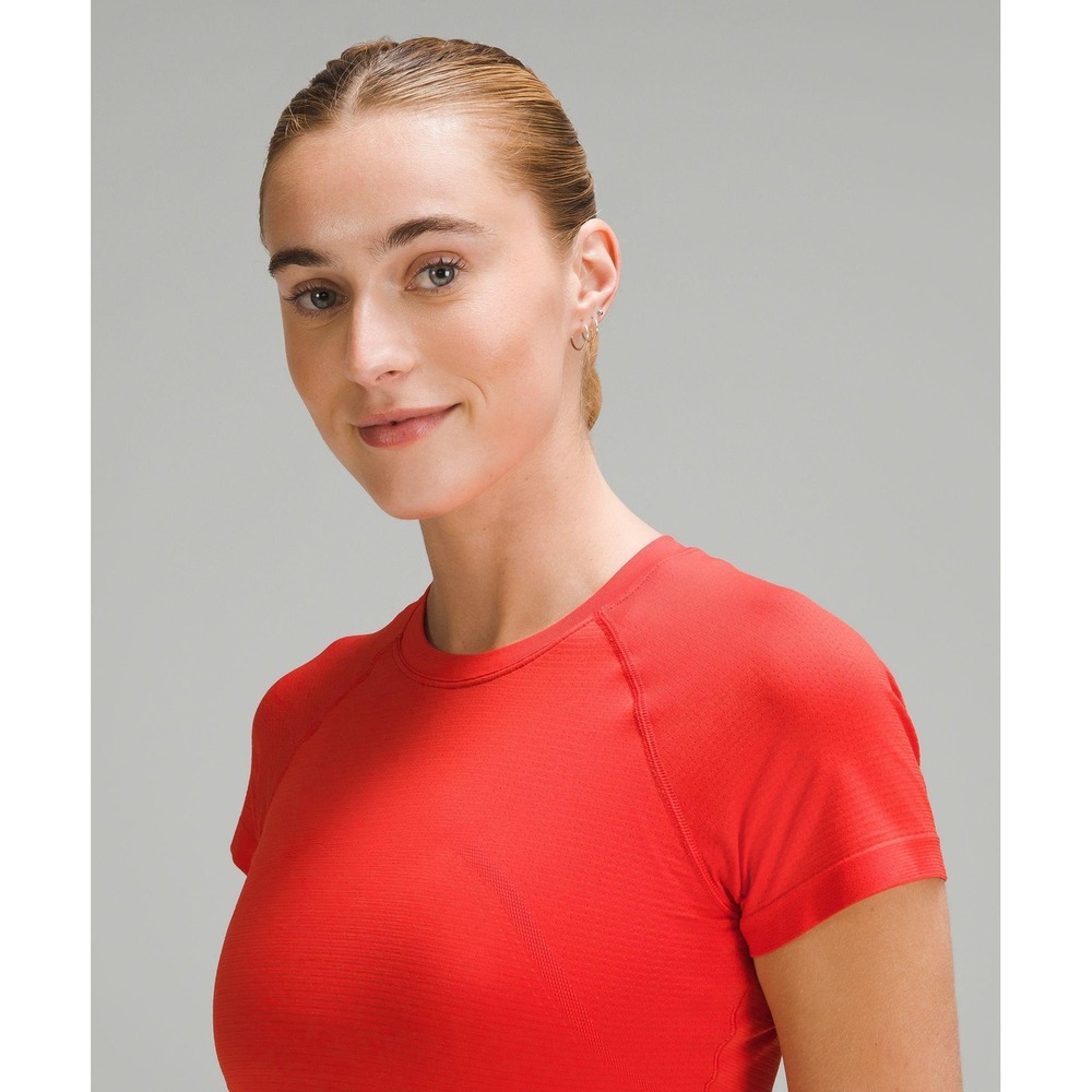 Lululemon Swiftly Tech Short Sleeve 2.0 Red Crew Neck Running Training Shirt 4